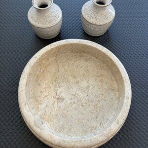 Threshold™ Studio McGee Beige Marble Tray with Matching Mini Bud Vases – Elegan